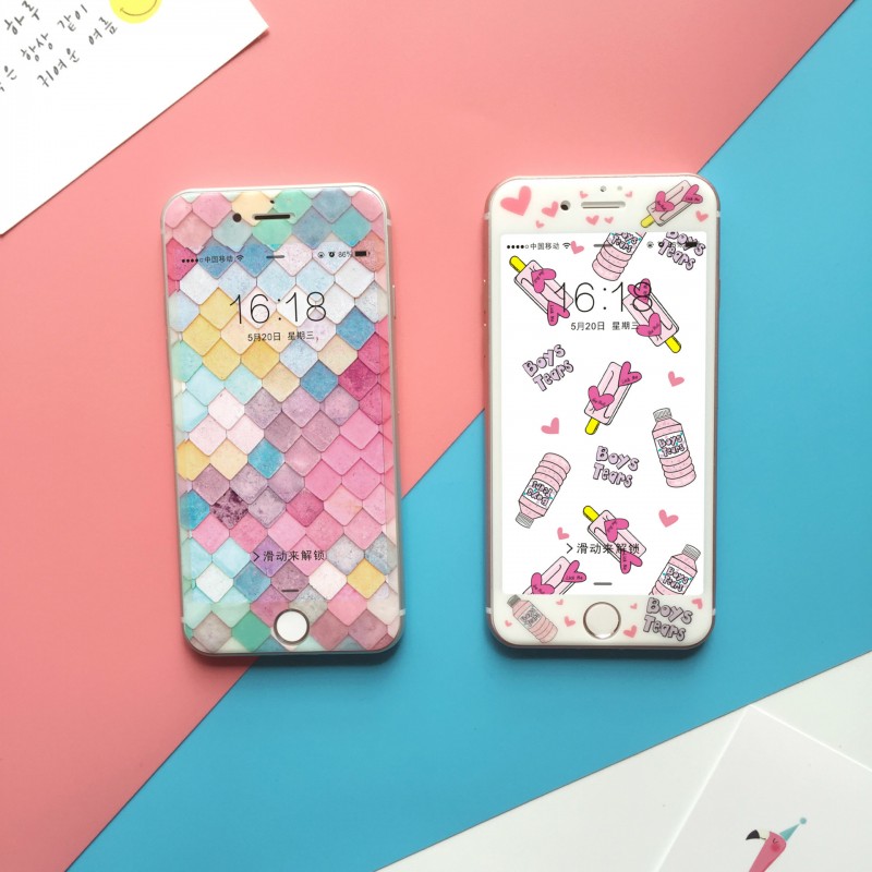 促銷新款適用iPhone6s蘋果7plus 3D曲麵鋼化膜彩色鋼化膜一件起拍批發・進口・工廠・代買・代購