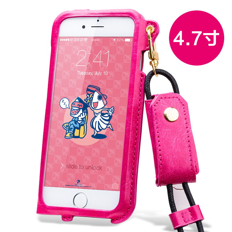新款 蘋果iPhone6S plus帶掛繩插卡手機殼 掛脖皮套 全窗時尚款批發・進口・工廠・代買・代購