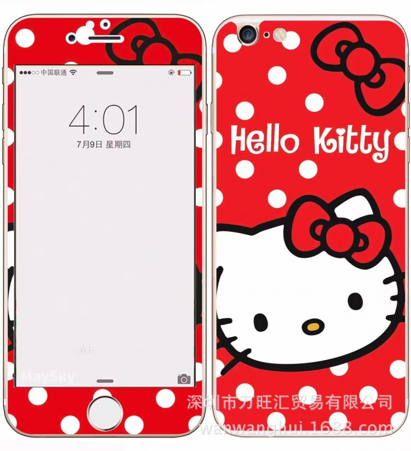 可愛KT貓蘋果6S卡通鋼化膜iphone6plus米奇全屏玻璃膜凱蒂貓前後批發・進口・工廠・代買・代購