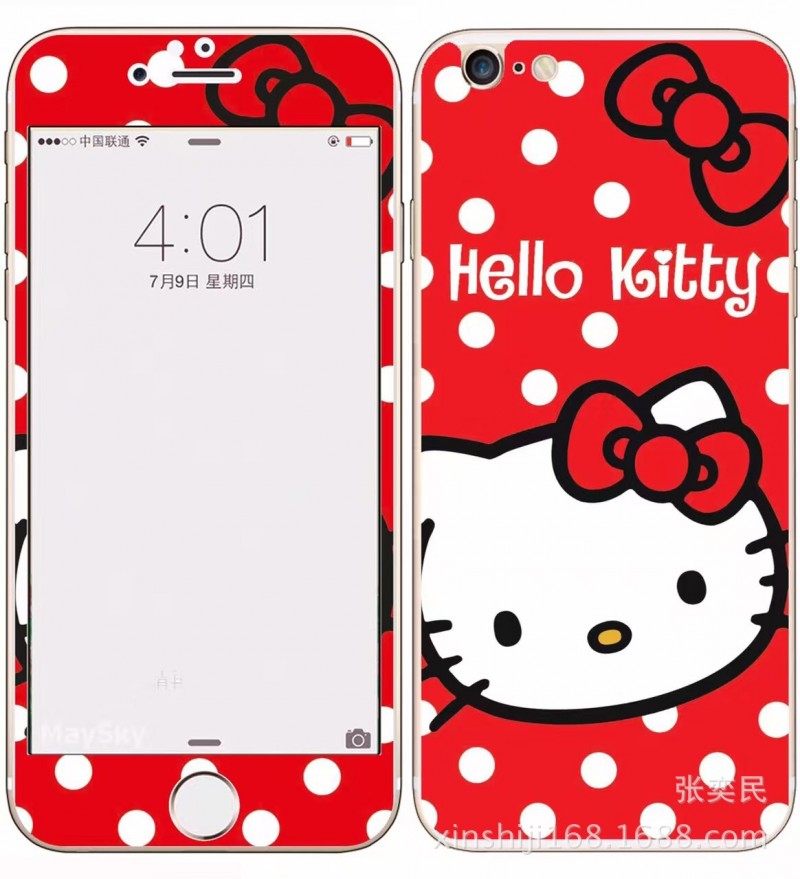可愛KT貓蘋果6S卡通鋼化膜iphone6plus米奇全屏玻璃膜凱蒂貓前後批發・進口・工廠・代買・代購