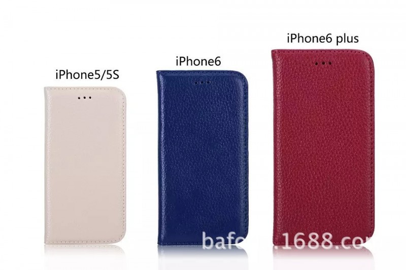 iPhone6皮套 外貿款真皮插卡對吸荔枝紋支架錢包式6S手機殼5S皮套批發・進口・工廠・代買・代購