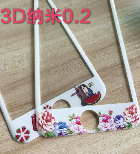 適用於iPhon6s鋼化膜全屏玻璃膜蘋果6plus抗藍光碳纖維卡通軟邊批發・進口・工廠・代買・代購