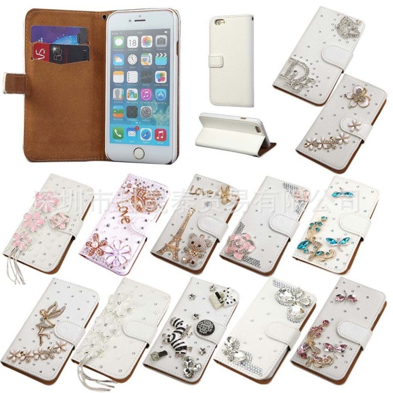 iphone6Plus手機殼 蘋果5S貼鉆翻蓋皮套 三星S7/Edge保護套工廠,批發,進口,代購