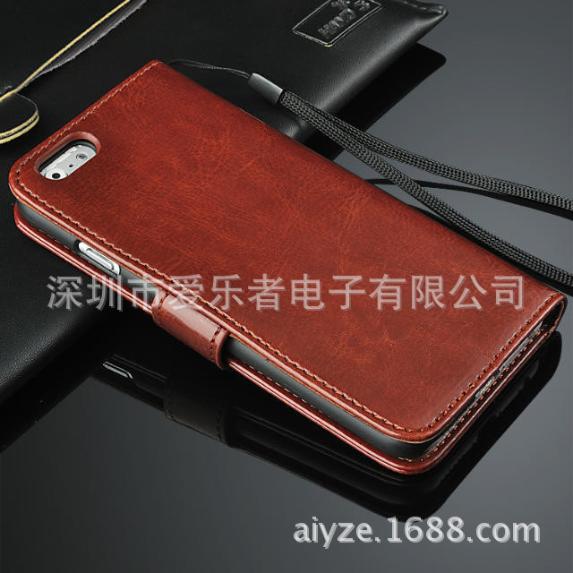 蘋果6手機套 iPhone6 真皮油蠟紋插卡錢包款手機皮套工廠,批發,進口,代購