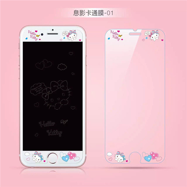 息影iPhone6/6S/7puls非全屏浮雕鋼化膜5.5卡通彩色鋼化玻璃卡通工廠,批發,進口,代購