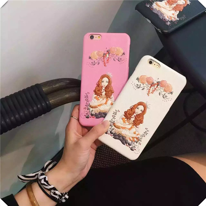 韓版皮質新款iphone6splus手機外殼蘋果6保護套玫瑰女孩硬3D圖案批發・進口・工廠・代買・代購