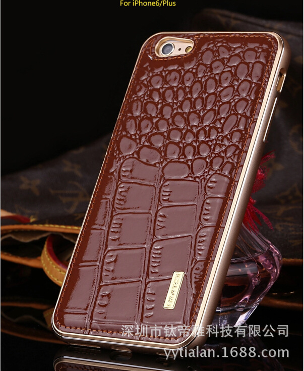 iPhone6鱷魚紋真皮套 蘋果6新款金屬殼 4.7寸奢華手機保護套批發・進口・工廠・代買・代購