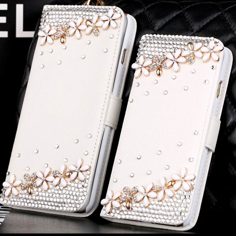 適用於蘋果6鑲鉆手機皮套上下五蓮花iphone6plus時尚手機殼保護套批發・進口・工廠・代買・代購