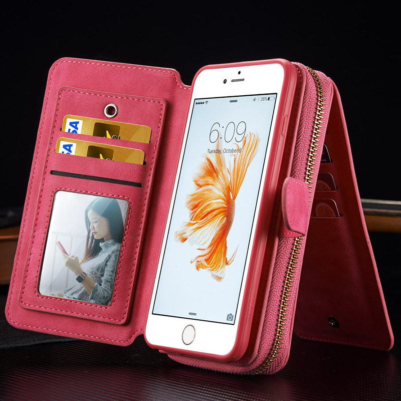 蘋果iphone6s皮套iphone6拉鏈皮套iphone6s plus多卡手機錢包皮套批發・進口・工廠・代買・代購