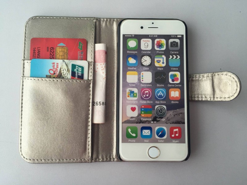 廠傢直銷iPhone6納帕紋皮套左右翻帶支架錢包款帶插卡iPhone6皮套批發・進口・工廠・代買・代購