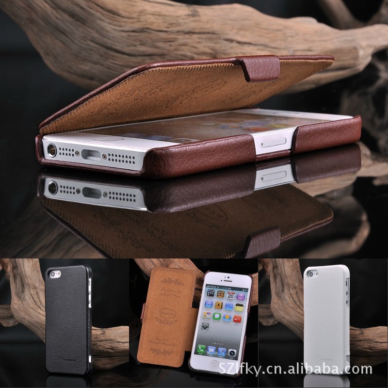 蘋果5代超薄 iphone6真皮套 真牛皮荔枝紋熱定型5.5左右開真皮套批發・進口・工廠・代買・代購