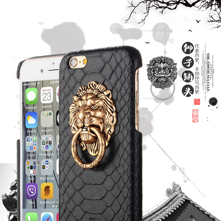 復古蛇紋款獅子頭指環帶支架iphone56plus蘋果5s手機保護皮套個性工廠,批發,進口,代購