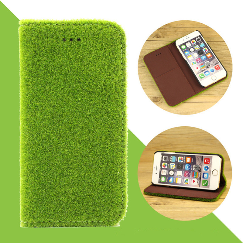 直銷日本Shibaful Hamee 3D iPhone6 Plus草坪植絨翻蓋式保護套批發・進口・工廠・代買・代購