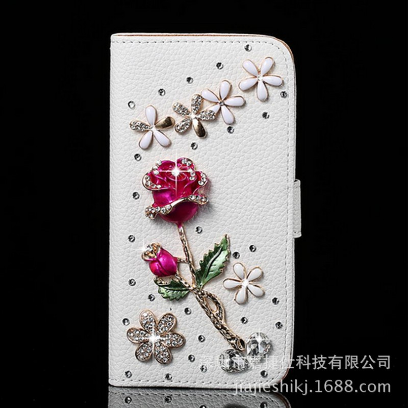 三星手機殼 s6edge水鉆皮套三星s7手機保護套荔枝紋鑲鉆花外殼批發・進口・工廠・代買・代購