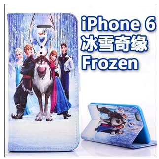iphone5S冰雪奇緣frozen皮套 iphone 6 plus冰雪奇緣支撐插卡皮套批發・進口・工廠・代買・代購