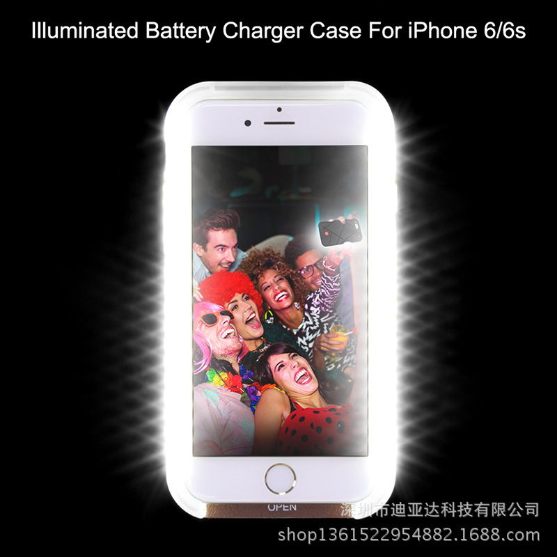 新款發光手機套6S露營拍照補光燈iphone6防摔手機殼真皮移動電源批發・進口・工廠・代買・代購