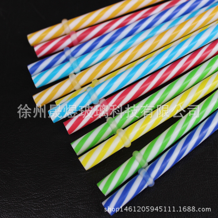 23cm彩色條紋塑料pp加硬吸管 塑膠螺紋帶扣帶環吸管 奶茶吸管定做工廠,批發,進口,代購
