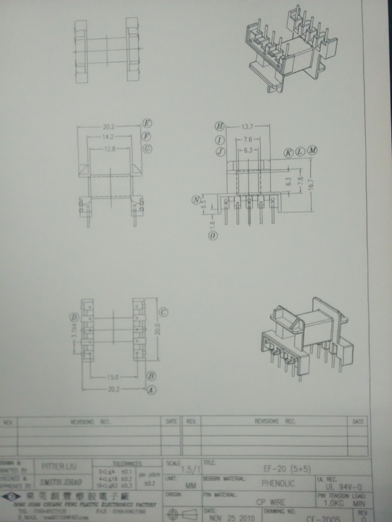 東莞高頻變壓器骨架：EF20臥式5+5骨架批發・進口・工廠・代買・代購