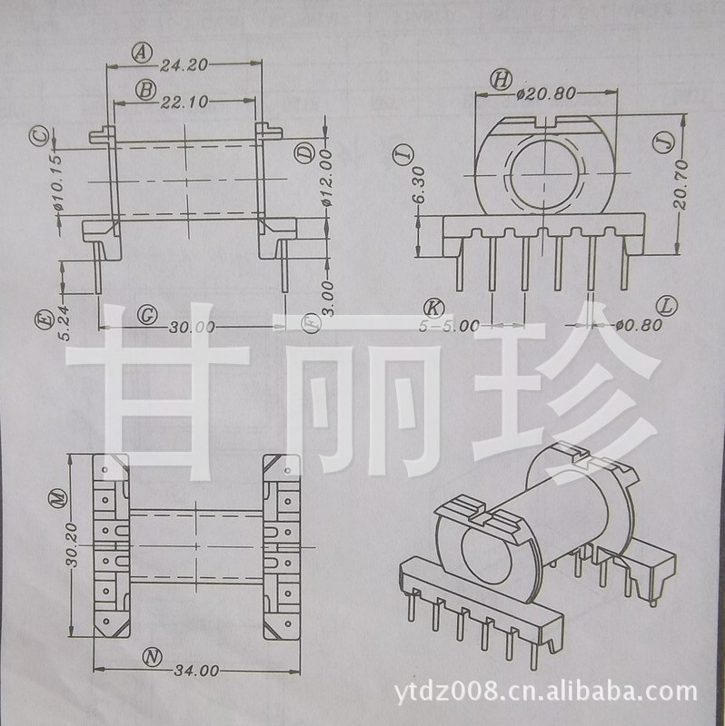 EC28 磁芯 +骨架(臥式6+6針 總高=20.7mm YT-2820工廠,批發,進口,代購