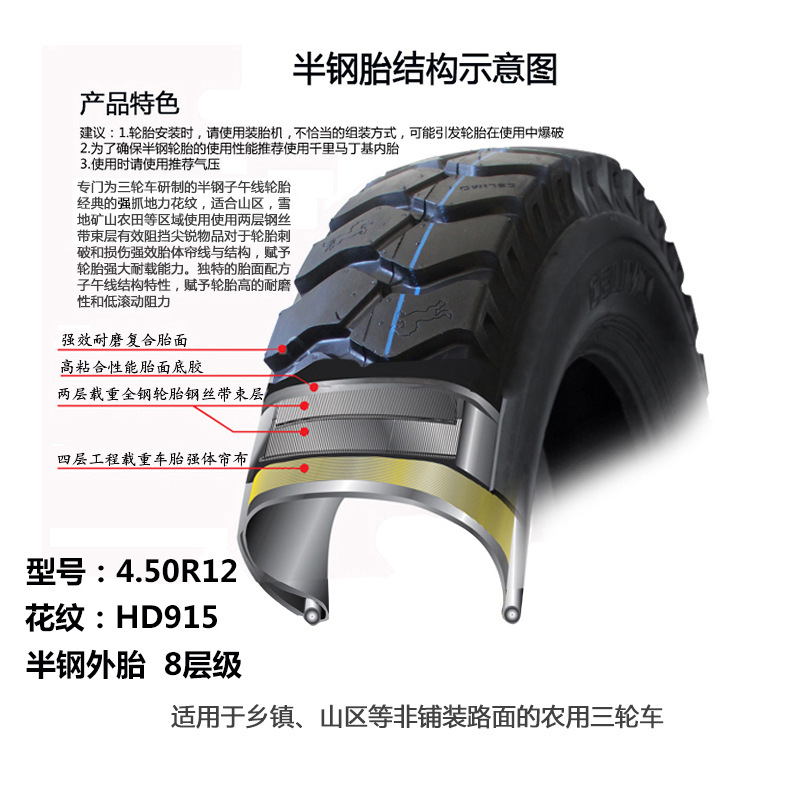 宗申配套廠傢千裡馬4.50-12三輪車輪胎8層級加厚摩托車工廠,批發,進口,代購