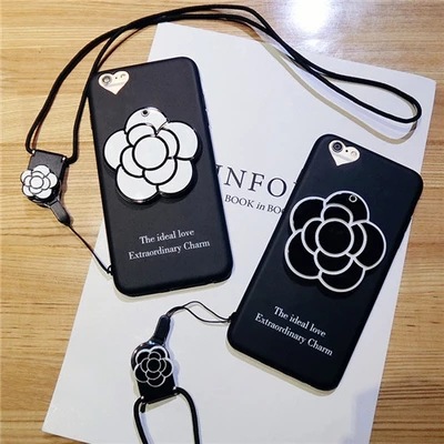 新iPhone7手機殼蘋果7日韓山茶花鏡子矽膠殼6plus創意帶掛繩6s女批發・進口・工廠・代買・代購