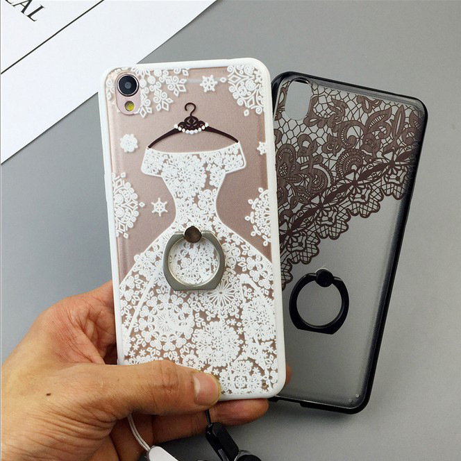 iPhone6S二合一指環手機殼 蘋果6plus蕾絲花邊彩繪素材手機保護套工廠,批發,進口,代購