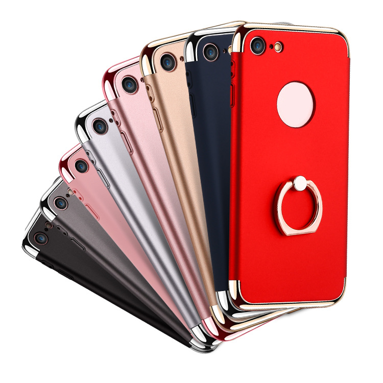 新款iPhone7指環扣支架電鍍手機殼 蘋果7Plus三件套全包保護套工廠,批發,進口,代購