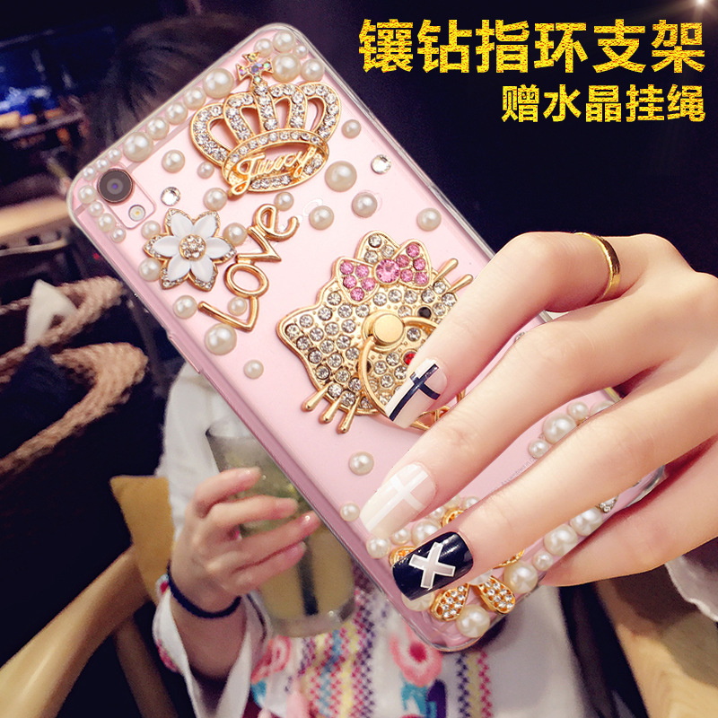OPPO R9珍珠手機殼矽膠保護套步步高R9plus KT貓支架掛繩外殼女R7批發・進口・工廠・代買・代購
