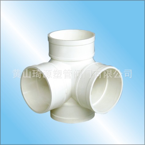 PVC-U|UPVC排水管用等徑立體四通DN100=DE110白色國標批發・進口・工廠・代買・代購