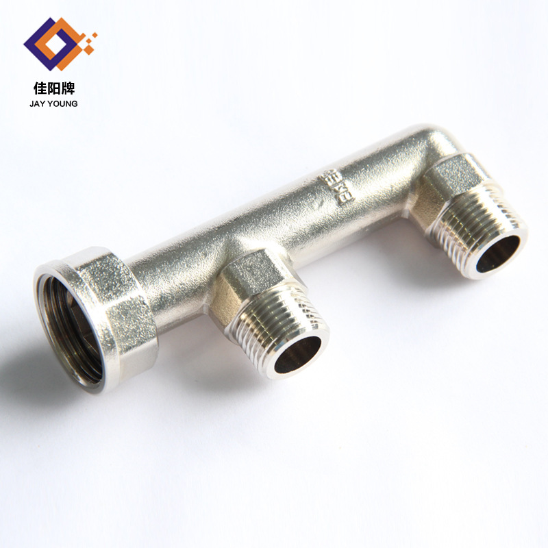 供應專利產品F型黃銅鍍鎳管件煤氣三通連接器燃氣表專用分路器工廠,批發,進口,代購