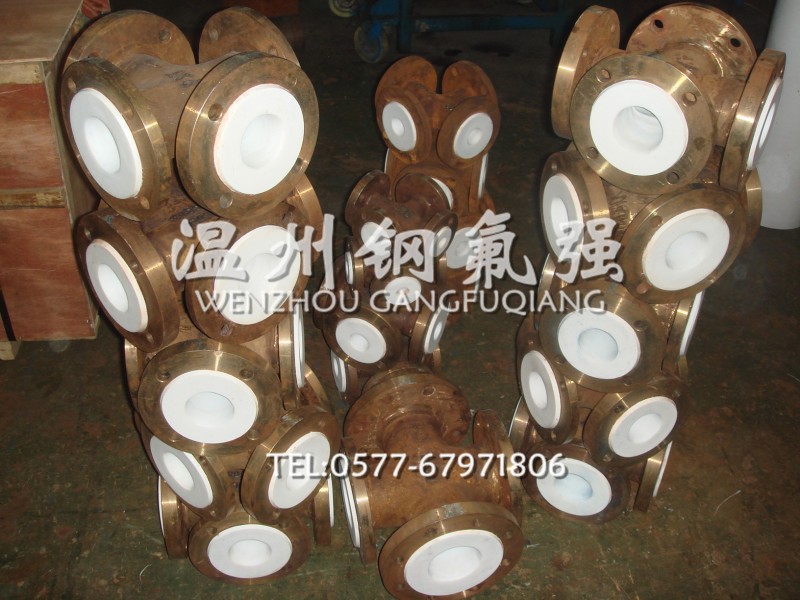 鋼襯F4四通/襯氟四通  鋼襯四氟管件工廠,批發,進口,代購