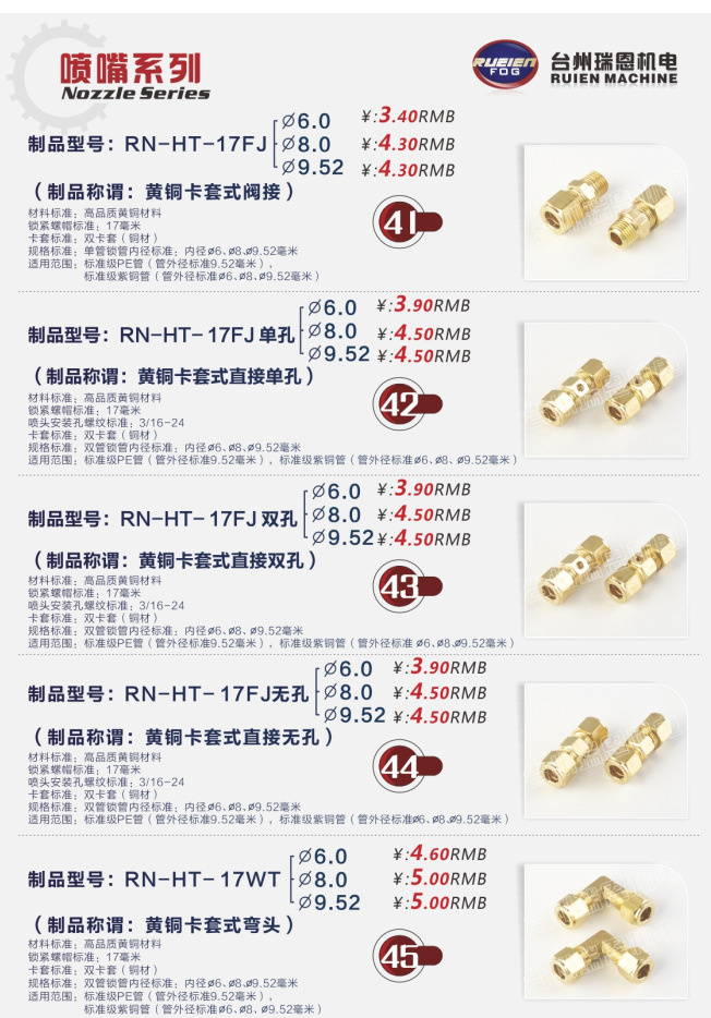 噴霧消毒噴座/直接雙噴座RN-HT-ZJ9.52批發・進口・工廠・代買・代購