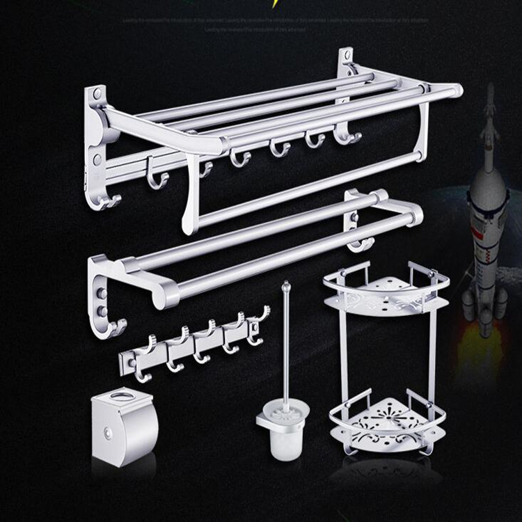 酒店毛巾架太空鋁衛生間置物架折疊浴巾架浴室衛浴五金掛件套裝批發・進口・工廠・代買・代購