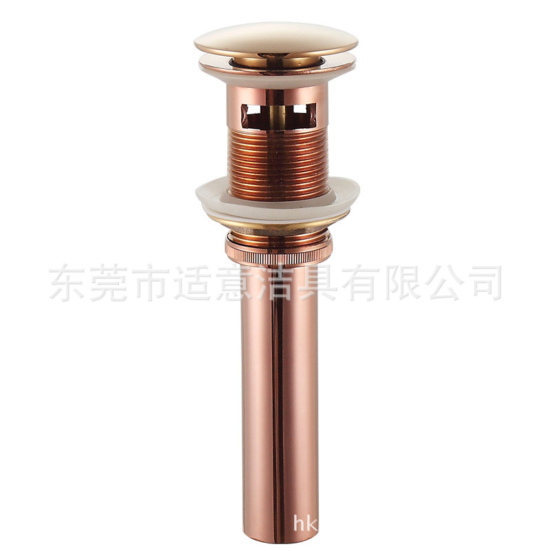 歐式全銅鍍金麵盆下水器 純銅下水管 彈跳下水 臺盆必用廠傢直銷工廠,批發,進口,代購