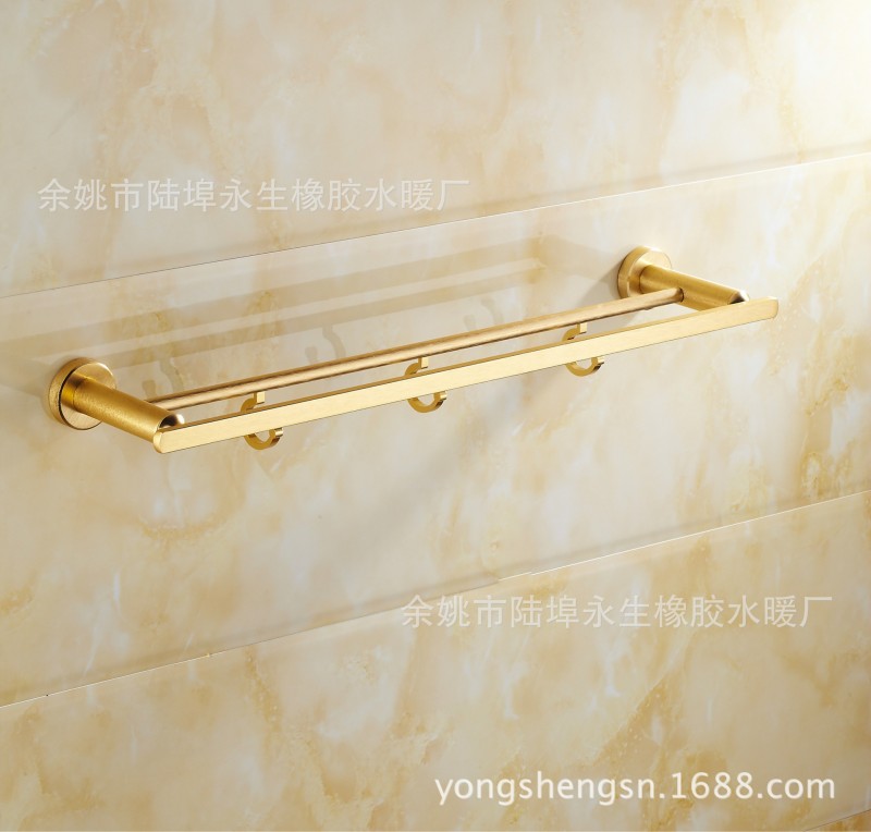【廠傢直銷】土豪金毛巾架雙桿浴巾架浴巾架新款15002工廠,批發,進口,代購