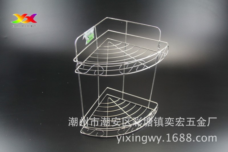 不銹鋼雙層角架 廚房線條置物架 浴室置物架 收納架 三角/方型工廠,批發,進口,代購