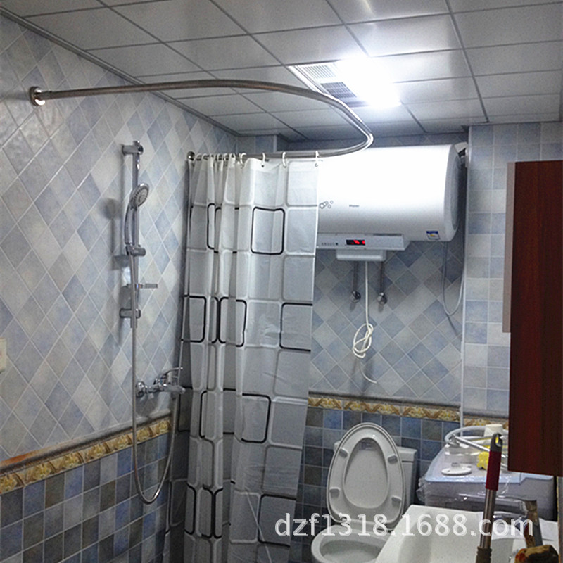 加厚不銹鋼U型浴簾桿 浴室桿弧形 95*95*95 永不生銹工廠,批發,進口,代購