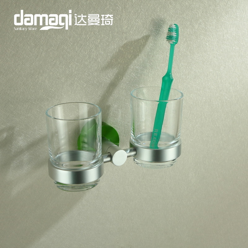 達曼琦衛浴 浴室掛件 雙杯架 漱口杯 牙刷架 帶玻璃杯 衛浴五金工廠,批發,進口,代購