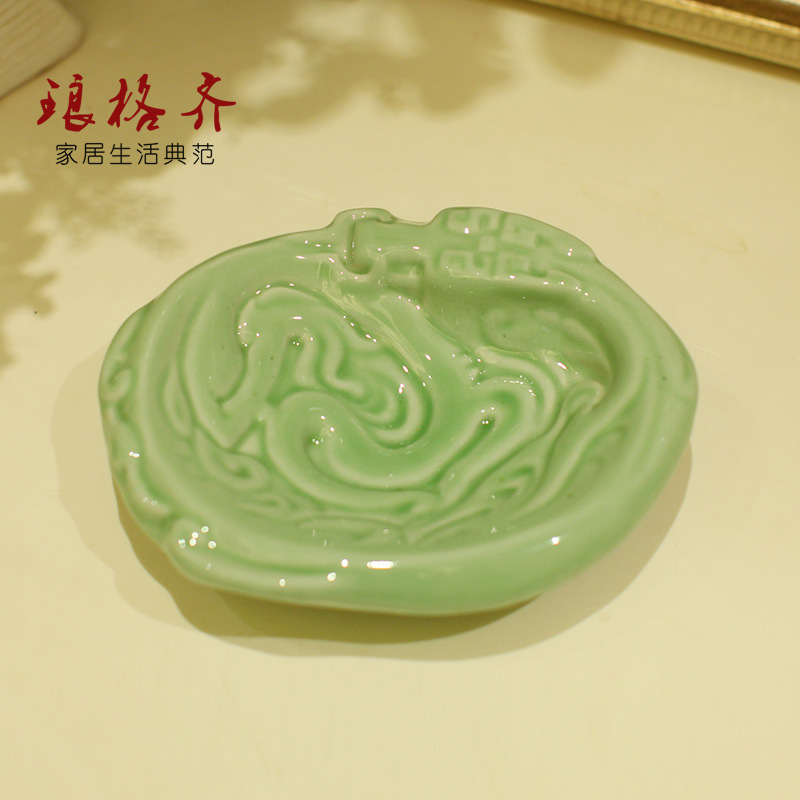 全國包郵景德鎮 陶瓷藝術肥皂盒 衛生間 皂碟 玉色龍紋工廠,批發,進口,代購