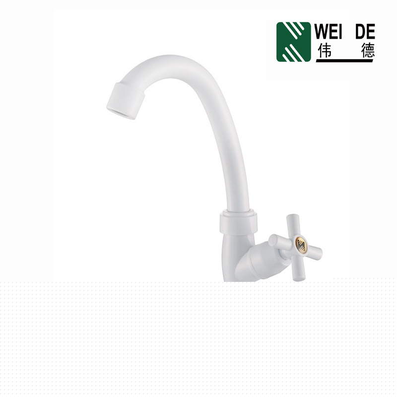廠傢直銷 ABS塑料廚房水龍頭 立式240mm瓷白單冷洗菜盆水龍頭批發工廠,批發,進口,代購