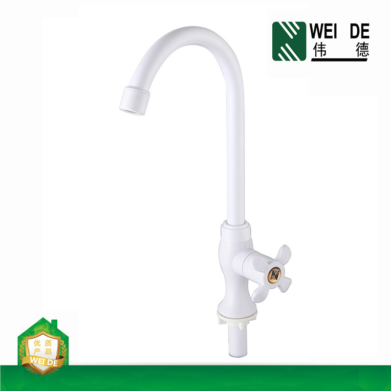 [新款上市]瓷白廚房塑料水龍頭 立式單冷洗菜盆水槽龍頭KF-P2301工廠,批發,進口,代購