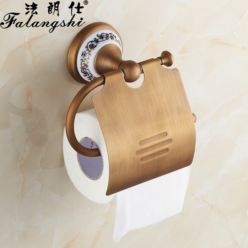 青花瓷仿古廁紙架全銅 歐式紙巾架 衛生間紙巾盒卷紙 衛浴五金批發・進口・工廠・代買・代購