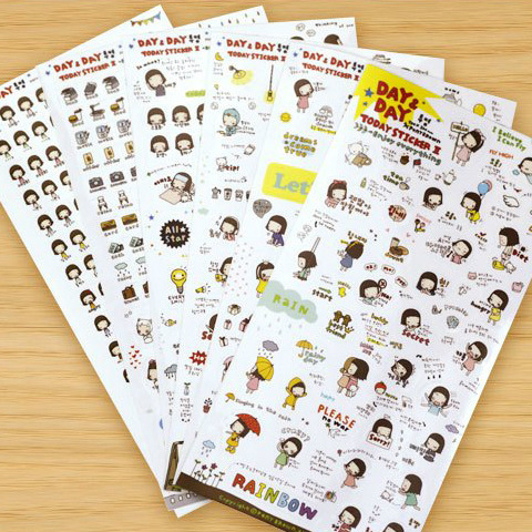 559（6張）兒童卡通日記貼紙 透明裝飾貼紙女孩貼紙工廠,批發,進口,代購
