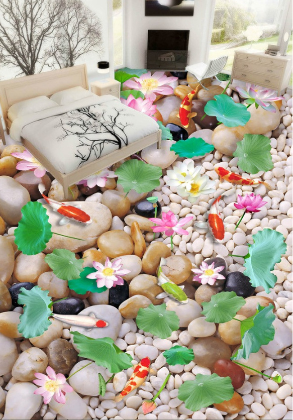 自黏PVC地板革加厚耐磨防水防滑客廳廚房臥室3D地板畫山水風景工廠,批發,進口,代購