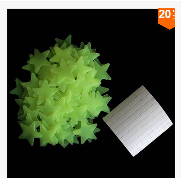 ebay 熱銷 夜光星星PVC夜光貼片/熒光貼*立體墻貼 創意100片/包批發・進口・工廠・代買・代購
