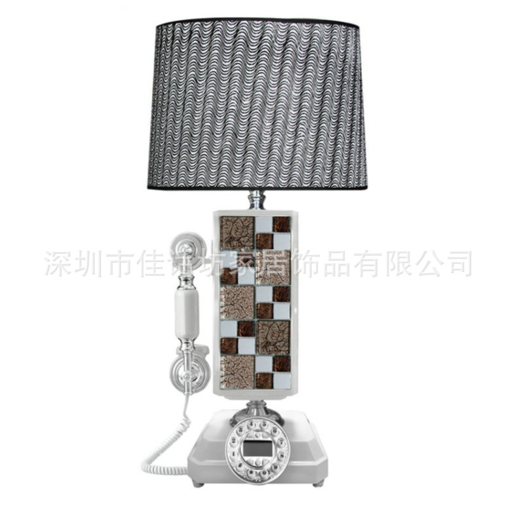 佳話坊歐式復古座機傢用固定電話仿古電話臺燈黑白兩色JHF-359AB批發・進口・工廠・代買・代購