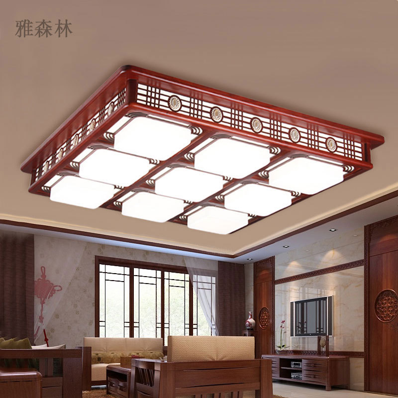 新中式吸頂燈實木led臥室客廳燈長方形古典大氣亞克力餐廳led燈工廠,批發,進口,代購