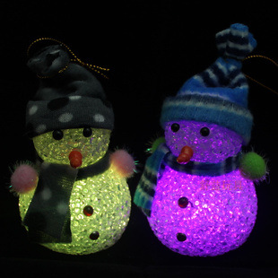 戴帽子圍巾水晶雪人七彩小夜燈 七彩雪人燈聖誕節創意 玩具批發批發・進口・工廠・代買・代購