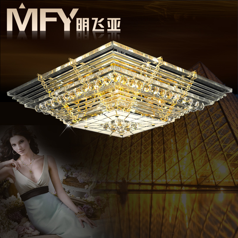 廠傢批發 客廳吸頂水晶燈led燈具水晶吊燈餐廳吸頂燈燈飾正方形工廠,批發,進口,代購