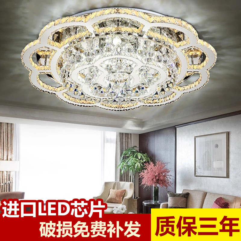 不銹鋼水晶臥室燈 歐式圓形大氣led吸頂燈 新款奢華客廳水晶燈批發・進口・工廠・代買・代購